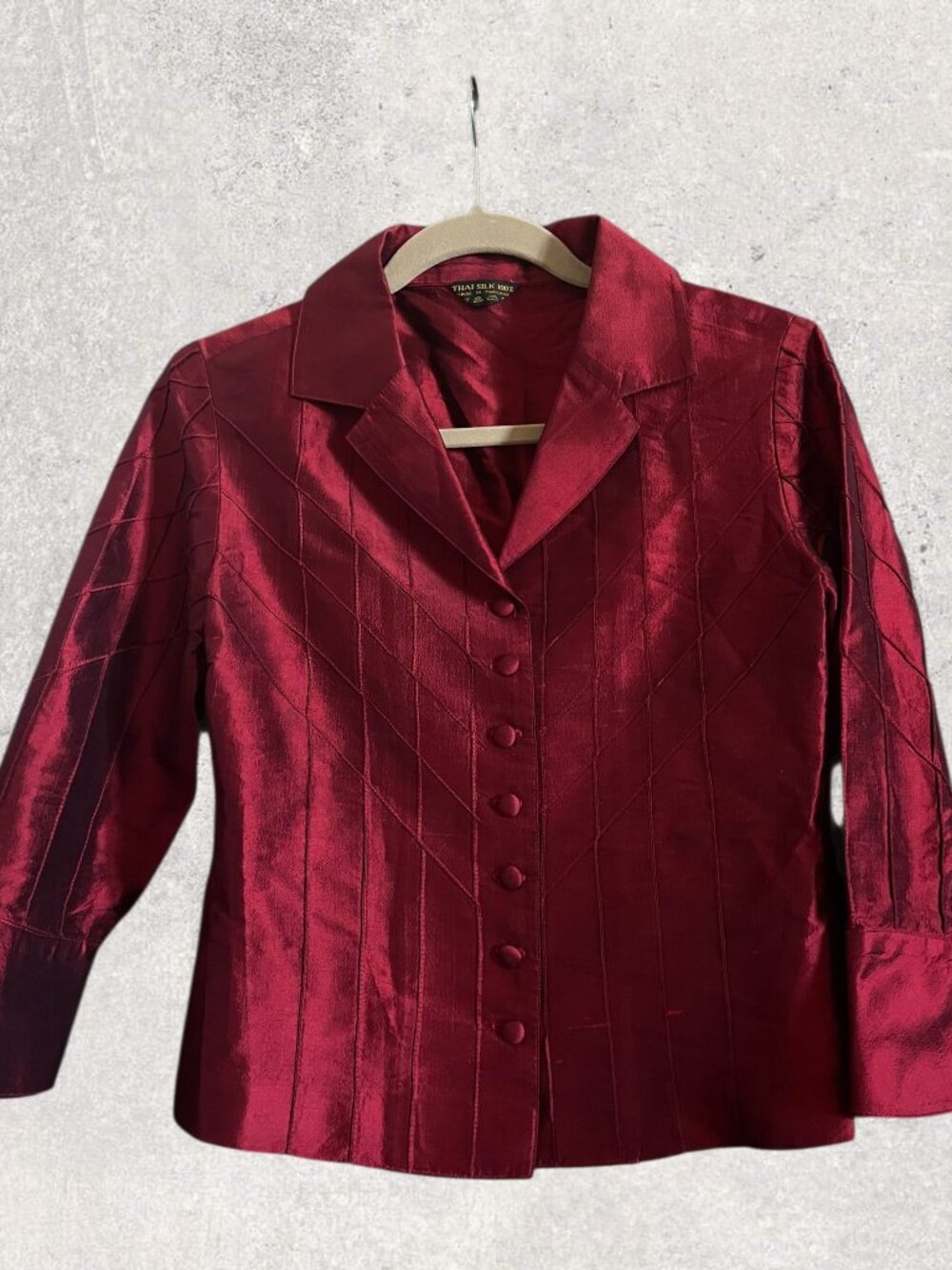 Vintage 100% Thai Silk Structured Button-Down Jacket / Blouse